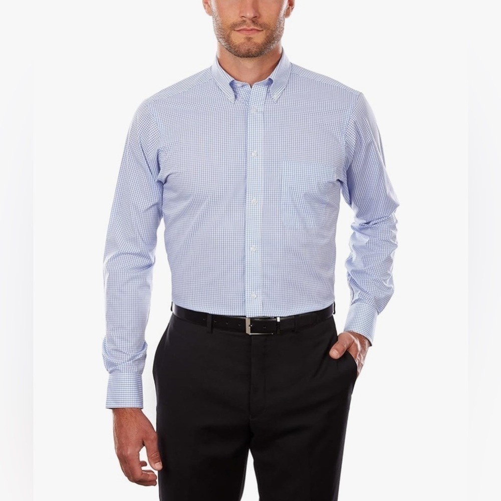 IZOD- All Over Stretch Men's Blue Checkered Shirt. Size Sm.